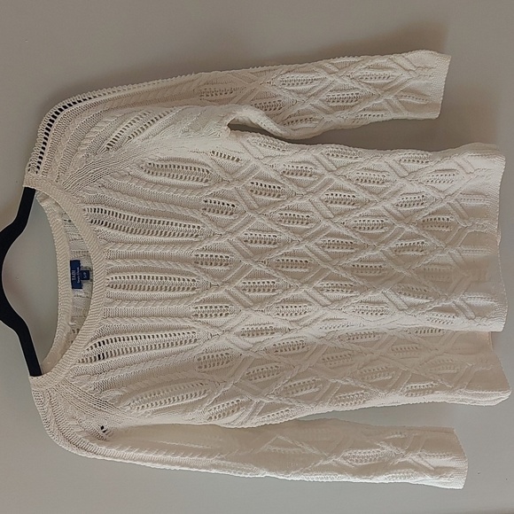 Delicate knit white crew neck sweater - Picture 1 of 3